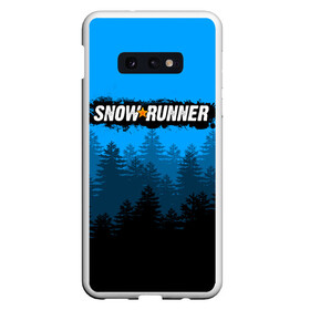 Чехол для Samsung S10E с принтом SNOWRUNNER СНОУРАННЕР ЛЕС в Кировске, Силикон | Область печати: задняя сторона чехла, без боковых панелей | game | snow runner | snowrunner | грузовик | дальнобойщик | игра | симулятор | сноу раннер | сноураннер