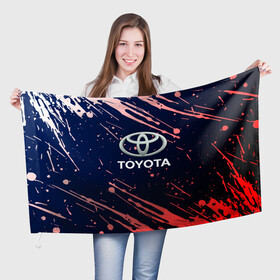 Флаг 3D с принтом Toyota градиент. в Кировске, 100% полиэстер | плотность ткани — 95 г/м2, размер — 67 х 109 см. Принт наносится с одной стороны | auto | sport | toyota | авто | автомобиль | бренд | спорт | тойота