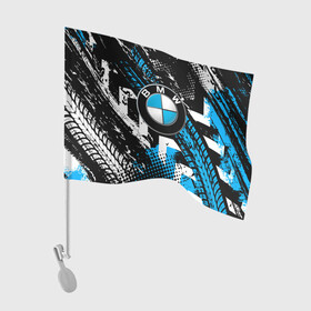 Флаг для автомобиля с принтом Следы от шин BMW в Кировске, 100% полиэстер | Размер: 30*21 см | bmw | bmw performance | m | motorsport | performance | бмв | моторспорт