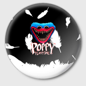 Значок с принтом Poppy Playtime Перья. в Кировске,  металл | круглая форма, металлическая застежка в виде булавки | poppy playtime | игра | кукла | монстр | плэйтайм | поппи плейтайм | хагги вагги | хоррор