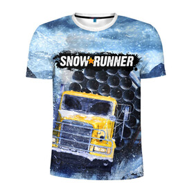 Мужская футболка 3D спортивная с принтом SNOWRUNNER ART СНОУРАННЕР АРТ в Кировске, 100% полиэстер с улучшенными характеристиками | приталенный силуэт, круглая горловина, широкие плечи, сужается к линии бедра | game | snow runner | snowrunner | winter | грузовик | дальнобойщик | зима | игра | лес | симулятор | снег | сноу раннер | сноураннер