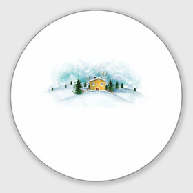 Круглый коврик для мышки с принтом Нежность. Зимний пейзаж в Кировске, резина и полиэстер | круглая форма, изображение наносится на всю лицевую часть | зима | зимний пейзаж | нежность | новогодний | пейзаж | снег