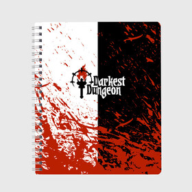 Тетрадь с принтом Darkest Dungeon | DD | Black White Logo в Кировске, 100% бумага | 48 листов, плотность листов — 60 г/м2, плотность картонной обложки — 250 г/м2. Листы скреплены сбоку удобной пружинной спиралью. Уголки страниц и обложки скругленные. Цвет линий — светло-серый
 | colour of madness | crimson court | darkest dungeon | game | logo | roguelike | shieldbreaker | the shieldbreaker | игра | лого | логотип | ролевая игра | темнейшее подземелье