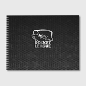 Альбом для рисования с принтом Rocket League Metal Logo в Кировске, 100% бумага
 | матовая бумага, плотность 200 мг. | auto | avto | car | race | rocket league | авто | гонки | машина | рокет лига | тачка