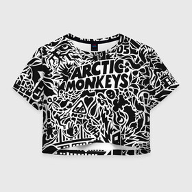 Женская футболка Crop-top 3D с принтом Arctic monkeys Pattern в Кировске, 100% полиэстер | круглая горловина, длина футболки до линии талии, рукава с отворотами | alternative | arctic monkeys | metall | music | rock | альтернатива | арктик монкейс | арктические обезьяны | металл | музыка | рок