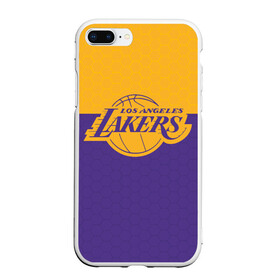 Чехол для iPhone 7Plus/8 Plus матовый с принтом LAKERS LINE HEXAGON SPORT в Кировске, Силикон | Область печати: задняя сторона чехла, без боковых панелей | america | basketball | hexagon | kobe bryant | la | la lakers | lakers | los angeles lakers | nba | usa | баскетбол | гексагон | геометрия | кобе брайант | лос анджелес лейкерс | нба | соты | сша