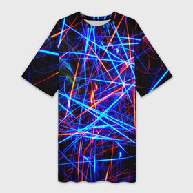 Платье-футболка 3D с принтом NEON LINES  Glowing Lines Effect в Кировске,  |  | rave neon | живые линии | неновые лучи | неон | неоновая лампа | неоновая ночь | неоновые ленты | неоновые линии разных цветов | неоновый рейв | светящиеся линии | флекс неон | эффект неона