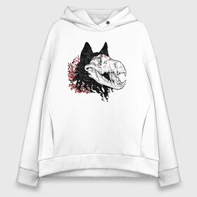 Женское худи Oversize хлопок с принтом Fashionable avant garde wolf в Кировске, френч-терри — 70% хлопок, 30% полиэстер. Мягкий теплый начес внутри —100% хлопок | боковые карманы, эластичные манжеты и нижняя кромка, капюшон на магнитной кнопке | bones | fangs | fashion | flowers | hype | jaw | skull | teeth | vanguard | wolf | авангард | волк | зубы | клыки | мода | пасть | хайп | цветы | череп