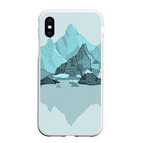 Чехол для iPhone XS Max матовый с принтом Голубой горный пейзаж с темно-серыми тенями в Кировске, Силикон | Область печати: задняя сторона чехла, без боковых панелей | голубые горы | горный | горный массив | горный пейзаж | горы | горы в снегу | для сноуборда | для туристов | заснеженные горы | зимние горы | зимний | лыжный | снежные горы | сноуборд