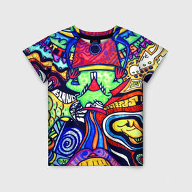 Детская футболка 3D с принтом ПСИХОДЕЛЛА в Кировске, 100% гипоаллергенный полиэфир | прямой крой, круглый вырез горловины, длина до линии бедер, чуть спущенное плечо, ткань немного тянется | абстракция | пестрый | психоделика | цветной | яркий