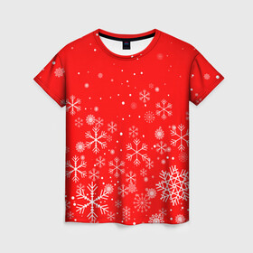 Женская футболка 3D с принтом Летящие снежинки в Кировске, 100% полиэфир ( синтетическое хлопкоподобное полотно) | прямой крой, круглый вырез горловины, длина до линии бедер | 2022 | happy new year | merry christmas | год тигра | зима близко | нг | новогодний | новогодний тигр | новый год | новый год 2022 | рождество | символ 2022 года | снежинки