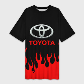Платье-футболка 3D с принтом Toyota, Тойота Огонь в Кировске,  |  | auto | sport | toyota | авто | автомобиль | автомобильные | бренд | марка | машины | спорт | спортивный | тойота