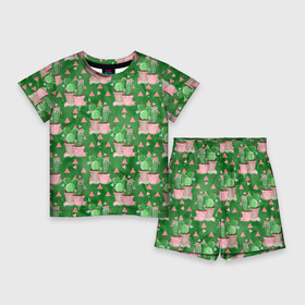 Детский костюм с шортами 3D с принтом Кактусы в горшках green в Кировске,  |  | Тематика изображения на принте: горшки | кактус | кактусы | колючий | колючки | цветок