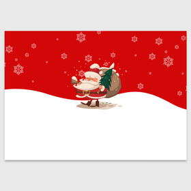 Поздравительная открытка с принтом Новогодний санта New Years Santa в Кировске, 100% бумага | плотность бумаги 280 г/м2, матовая, на обратной стороне линовка и место для марки
 | 2021 | 2022 | happy new year | happy new year 2022 | santa | дед мороз | новый год | подарки | санта | снег | снегопад | снежинки | сугроб