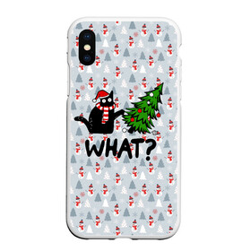 Чехол для iPhone XS Max матовый с принтом WHAT CAT | CHRISTMAS в Кировске, Силикон | Область печати: задняя сторона чехла, без боковых панелей | Тематика изображения на принте: 2020 | 2021 | 2022 | cat | cats | christmas | merry | what | ват | кот | леденец | мяу | нг | новогодний | новый год | олени | рождество | свитер | узоры