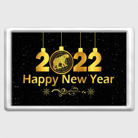 Магнит 45*70 с принтом Happy New Year 2022! в Кировске, Пластик | Размер: 78*52 мм; Размер печати: 70*45 | 2022 | art | background | christmas | new year | patterns | snow | tiger | арт | новый год | рождество | символ года | снег | тигр | узоры | фон