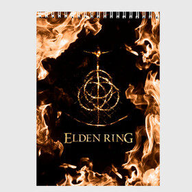 Скетчбук с принтом Elden Ring Logo в Кировске, 100% бумага
 | 48 листов, плотность листов — 100 г/м2, плотность картонной обложки — 250 г/м2. Листы скреплены сверху удобной пружинной спиралью | elden ring | игра элден ринг | кольцо элдена | элден | элден ринг