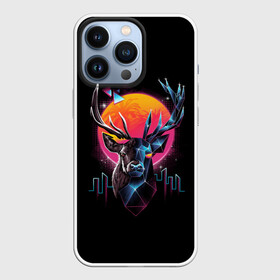 Чехол для iPhone 13 Pro с принтом ПОЛИГОНАЛЬНЫЙ ОЛЕНЬ в Кировске,  |  | abstraction | deer | neon | polygon | polygon deer | абстракция | неон | олень | полигон | полигональная сетка