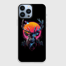 Чехол для iPhone 13 Pro Max с принтом ПОЛИГОНАЛЬНЫЙ ОЛЕНЬ в Кировске,  |  | abstraction | deer | neon | polygon | polygon deer | абстракция | неон | олень | полигон | полигональная сетка