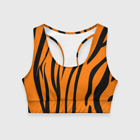 Женский спортивный топ 3D с принтом Текстура тигра/tiger в Кировске, 82% полиэстер, 18% спандекс Ткань безопасна для здоровья, позволяет коже дышать, не мнется и не растягивается |  | tiger | кошка | оранжевый черный | символ 22 года | текстура | тигр
