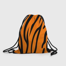 Рюкзак-мешок 3D с принтом Текстура тигра/tiger в Кировске, 100% полиэстер | плотность ткани — 200 г/м2, размер — 35 х 45 см; лямки — толстые шнурки, застежка на шнуровке, без карманов и подкладки | tiger | кошка | оранжевый черный | символ 22 года | текстура | тигр