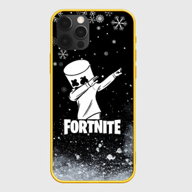 Чехол для iPhone 12 Pro с принтом НОВОГОДНИЙ FORTNITE MARSHMELLO в Кировске, силикон | область печати: задняя сторона чехла, без боковых панелей | fortnite | fortnite 2 | fortnite x | game | marshmello | игра | маршмелло | новогодний | снежинки | фортнайт | фортнайт 2 | фортнайт глава 2