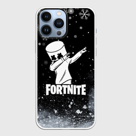 Чехол для iPhone 13 Pro Max с принтом НОВОГОДНИЙ FORTNITE MARSHMELLO. в Кировске,  |  | fortnite | fortnite 2 | fortnite x | game | marshmello | игра | маршмелло | новогодний | снежинки | фортнайт | фортнайт 2 | фортнайт глава 2