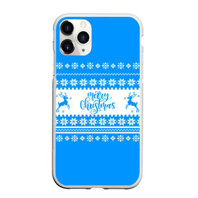 Чехол для iPhone 11 Pro матовый с принтом MERRY CHRISTMAS | BLUE в Кировске, Силикон |  | 2020 | 2021 | 2022 | christmas | merry | santa | дед мороз | кот | леденец | мяу | нг | новогодний | новый год | олени | рождество | санта клаус | свитер | узоры