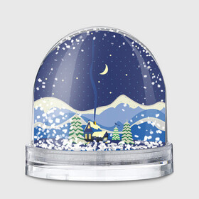 Игрушка Снежный шар с принтом Домик в горах в Кировске, Пластик | Изображение внутри шара печатается на глянцевой фотобумаге с двух сторон | альпы | гора | горы | дом | домик | елка | ель | зима | снег | снежок | сорока | сосна