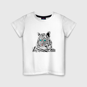 Детская футболка хлопок с принтом Черный Тигр 2022 в Кировске, 100% хлопок | круглый вырез горловины, полуприлегающий силуэт, длина до линии бедер | Тематика изображения на принте: 2022 | год тигра 2022 | новогодние праздники | новый год