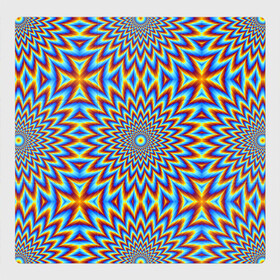 Магнитный плакат 3Х3 с принтом Пульсирующий синий цветок (иллюзия движения) в Кировске, Полимерный материал с магнитным слоем | 9 деталей размером 9*9 см | абстракция | аум | галлюцинация | зазеркалье | игра ума | иллюзии | индиго | майя | мантра | медитация | мираж | неон | нирвана | обман зрения | ом | оптические иллюзии | просветление | психоделика