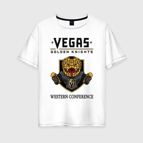 Женская футболка хлопок Oversize с принтом Vegas Golden Knights Вегас Золотые Рыцари в Кировске, 100% хлопок | свободный крой, круглый ворот, спущенный рукав, длина до линии бедер
 | golden | hockey | ice | knights | nhl | sport | team | vegsd | вегас | золото | лед | нхл | рыцари | спорт | хоккей | шайбу