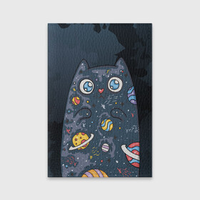 Обложка для паспорта матовая кожа с принтом Космический кот в планетах в Кировске, натуральная матовая кожа | размер 19,3 х 13,7 см; прозрачные пластиковые крепления | животное | космический | космос | кот | кот марсианин | планеты