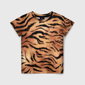 Детская футболка 3D с принтом Шкура тигра текстура в Кировске, 100% гипоаллергенный полиэфир | прямой крой, круглый вырез горловины, длина до линии бедер, чуть спущенное плечо, ткань немного тянется | Тематика изображения на принте: 2022 | год тигра | новый год | новый год 2022 | символ года | тигр | тигренок | тигрица | тигры