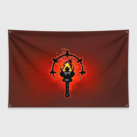 Флаг-баннер с принтом Darkest Dungeon Факел в Кировске, 100% полиэстер | размер 67 х 109 см, плотность ткани — 95 г/м2; по краям флага есть четыре люверса для крепления | darkest dungeon | fire | flame | torch | огонь | пламя | темнейшее подземелье | темное подземелье