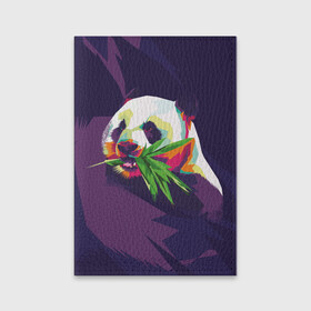 Обложка для паспорта матовая кожа с принтом Панда  с бамбуком в Кировске, натуральная матовая кожа | размер 19,3 х 13,7 см; прозрачные пластиковые крепления | живопись | животное | медведь | панда | японский мишка