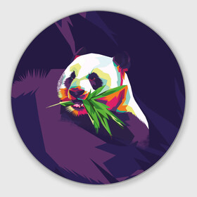 Круглый коврик для мышки с принтом Панда  с бамбуком в Кировске, резина и полиэстер | круглая форма, изображение наносится на всю лицевую часть | живопись | животное | медведь | панда | японский мишка