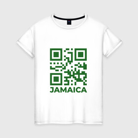 Женская футболка хлопок с принтом QR Jamaica в Кировске, 100% хлопок | прямой крой, круглый вырез горловины, длина до линии бедер, слегка спущенное плечо | coronavirus | covid | covid19 | qr code | qr код | sputnik | вакцина | вакцинация | вирус | здоровье | изоляция | иммунитет | карантин | ковид | код | корона | коронавирус | маркировка | маска | матрица | п | пандемия