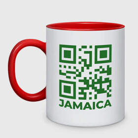 Кружка двухцветная с принтом QR Jamaica в Кировске, керамика | объем — 330 мл, диаметр — 80 мм. Цветная ручка и кайма сверху, в некоторых цветах — вся внутренняя часть | Тематика изображения на принте: coronavirus | covid | covid19 | qr code | qr код | sputnik | вакцина | вакцинация | вирус | здоровье | изоляция | иммунитет | карантин | ковид | код | корона | коронавирус | маркировка | маска | матрица | п | пандемия