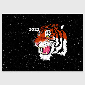 Поздравительная открытка с принтом Рычащий Тигр и Снегопад 2022 в Кировске, 100% бумага | плотность бумаги 280 г/м2, матовая, на обратной стороне линовка и место для марки
 | 2022 | black | cat | christmas | merry | new year | snow | tiger | xmas | водяной | год тигра | животные | кот | кошки | новый год | паттерн | полосатый | рождество | снег | снежинки | тигры | узор | цветы | черный