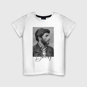 Детская футболка хлопок с принтом Молодой Сталин   пижон в Кировске, 100% хлопок | круглый вырез горловины, полуприлегающий силуэт, длина до линии бедер | chief | dandy | dictator | dude | hype | stalin | вождь | диктатор | пижон | сталин | хайп | щёголь