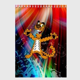 Скетчбук с принтом Новогодний тигр пляшет в Кировске, 100% бумага
 | 48 листов, плотность листов — 100 г/м2, плотность картонной обложки — 250 г/м2. Листы скреплены сверху удобной пружинной спиралью | абстракция | животное | мультик | новый год | тигр