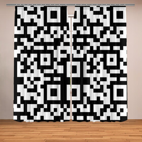 Фотошторы с принтом qr code куаркод в Кировске, Блэкаут (светозащита 90%) / Габардин (светозащита 40% | 2 полотна шириной по 145 см; Высота 200-300 см; Крепление: шторная лента (на крючки); | covid | qr code | антикороновирус | ковид | куаркод | привика