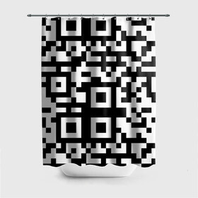 Штора 3D для ванной с принтом qr code куаркод в Кировске, 100% полиэстер | плотность материала — 100 г/м2. Стандартный размер — 146 см х 180 см. По верхнему краю — пластиковые люверсы для креплений. В комплекте 10 пластиковых колец | covid | qr code | антикороновирус | ковид | куаркод | привика