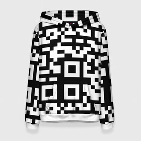 Женская толстовка 3D с принтом qr code куаркод в Кировске, 100% полиэстер  | двухслойный капюшон со шнурком для регулировки, мягкие манжеты на рукавах и по низу толстовки, спереди карман-кенгуру с мягким внутренним слоем. | Тематика изображения на принте: covid | qr code | антикороновирус | ковид | куаркод | привика