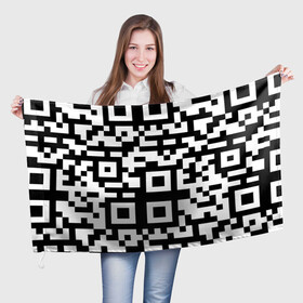 Флаг 3D с принтом qr code куаркод в Кировске, 100% полиэстер | плотность ткани — 95 г/м2, размер — 67 х 109 см. Принт наносится с одной стороны | Тематика изображения на принте: covid | qr code | антикороновирус | ковид | куаркод | привика