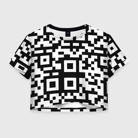 Женская футболка Crop-top 3D с принтом qr code куаркод в Кировске, 100% полиэстер | круглая горловина, длина футболки до линии талии, рукава с отворотами | Тематика изображения на принте: covid | qr code | антикороновирус | ковид | куаркод | привика