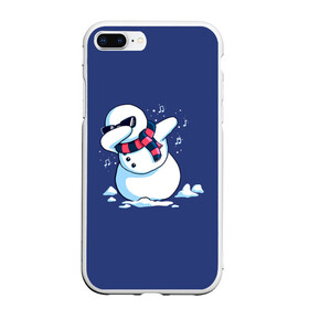 Чехол для iPhone 7Plus/8 Plus матовый с принтом Dab Snowman in a scarf в Кировске, Силикон | Область печати: задняя сторона чехла, без боковых панелей | Тематика изображения на принте: 2022 | 22 | christmas | dab | dub | new | notes | scarf | snow | snowman | snowy | woman | year | баба | год | даб | новый | ноты | очки | рождество | снег | снеговик | снежная | шарф