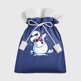 Подарочный 3D мешок с принтом Dab Snowman in a scarf в Кировске, 100% полиэстер | Размер: 29*39 см | 2022 | 22 | christmas | dab | dub | new | notes | scarf | snow | snowman | snowy | woman | year | баба | год | даб | новый | ноты | очки | рождество | снег | снеговик | снежная | шарф