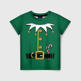 Детская футболка 3D с принтом Christmas Elf Outfit в Кировске, 100% гипоаллергенный полиэфир | прямой крой, круглый вырез горловины, длина до линии бедер, чуть спущенное плечо, ткань немного тянется | christmas | claus | clothes | deer | elf | frost | helpers | new | north | outfit | pole | santa | year | год | дед | клаус | мороз | новый | одежда | олени | полюс | помощники | рождественский | рождество | санта | санты | северный | эльф